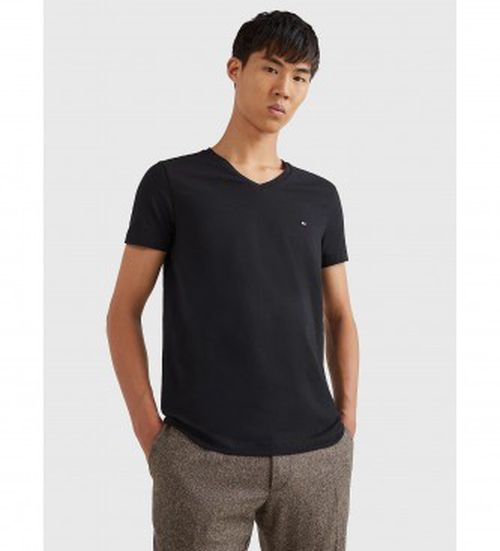 Tommy Hilfiger for man. MW0MW27540 Peak Collar T-Shirt Black (S), Casual, Short sleeve, Organic Cotton, Sustainable