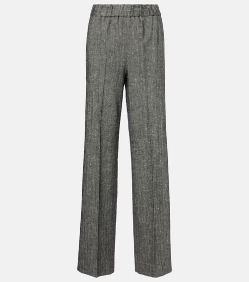 High-rise wool-blend wide-leg pants