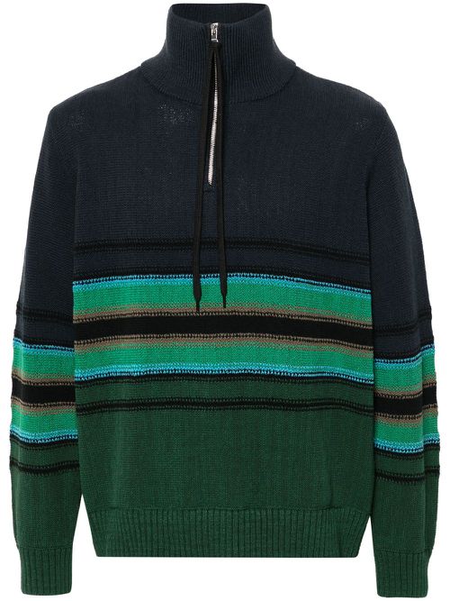 Striped knitted sweater - Blue