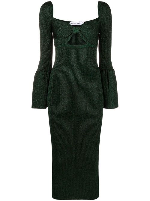 Bow-detailed cut-out midi dress - Green