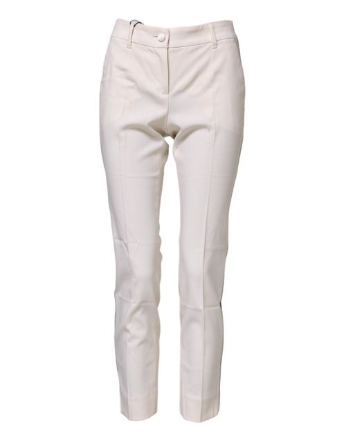 Virgin Wool Tapered High Waist Trousers — White
