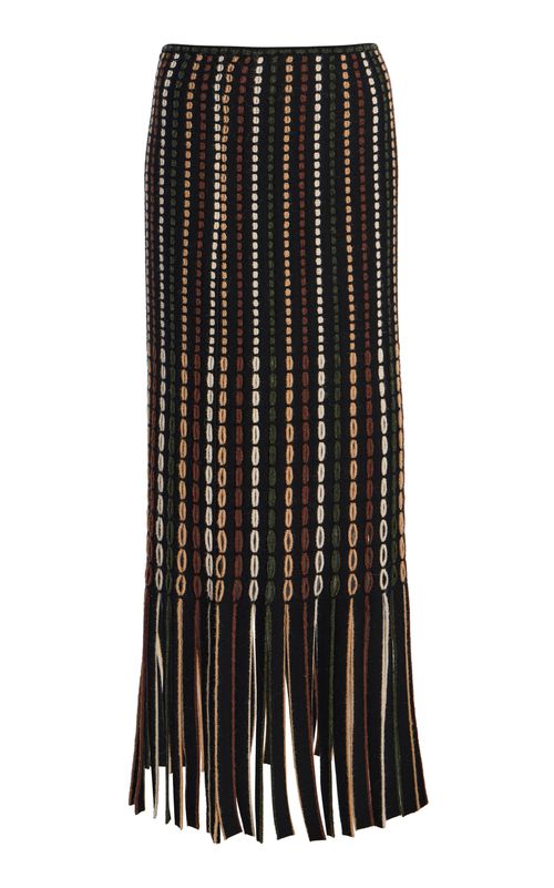 Ineze Fringe Wool Maxi Skirt - Moda Operandi