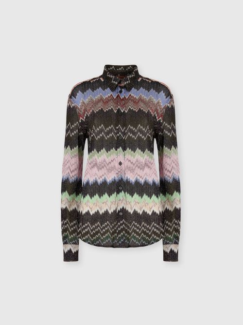 Missoni - Snake-Pattern Viscose Lamé Shirt, Women, Green& Brown
