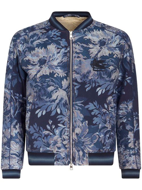 Patterned-jacquard bomber jacket - Blue