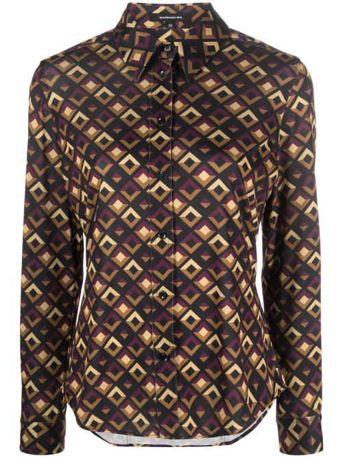 Geometric-print long-sleeve shirt - Purple