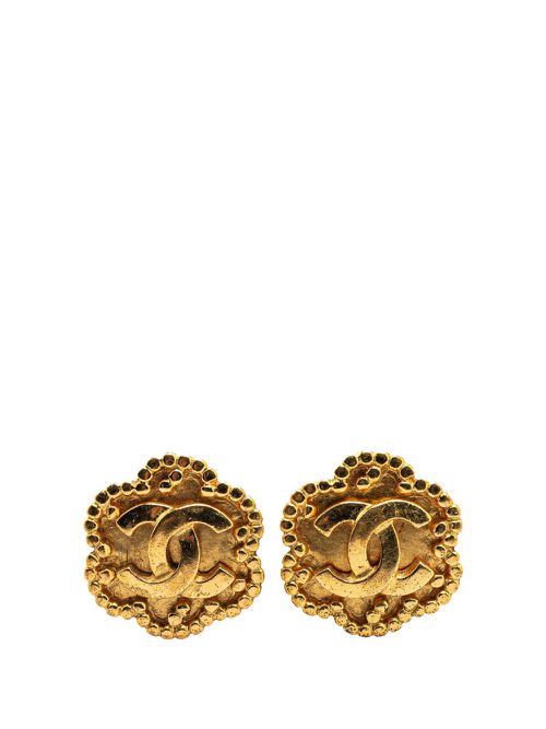 1996 Gold Plated CC Flower Clip On Earrings costume earrings