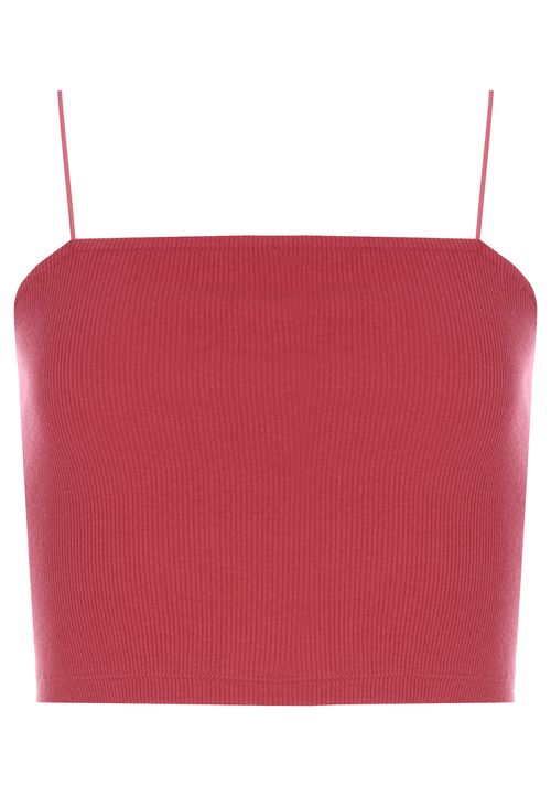 Older Girls Red Plain Ribbed Cami Top