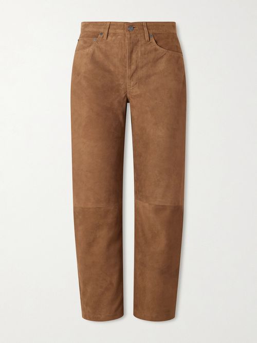 Miro Suede Barrel-leg Pants - Brown