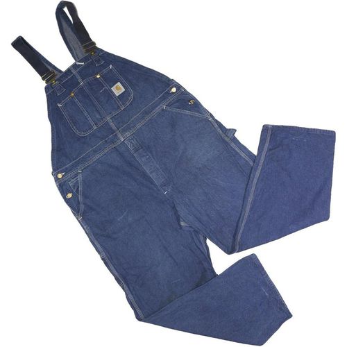 CARHARTT Mens Blue Denim Cotton Blend Relaxed Dungarees W44 L29 Workwear