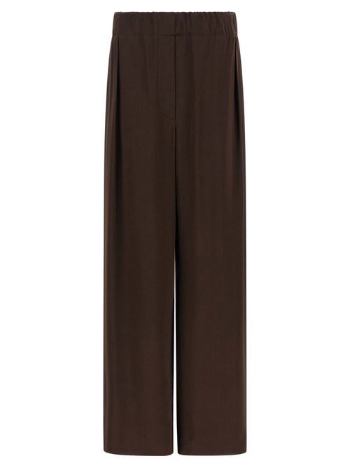 Fluid Viscose Trousers — Brown