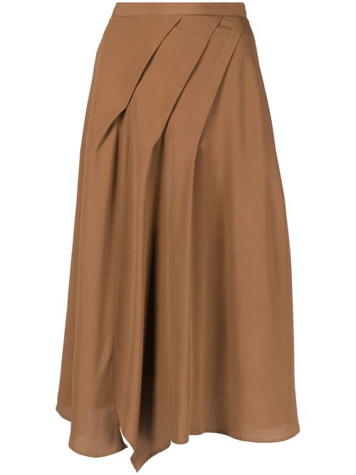 Draped midi skirt - Brown