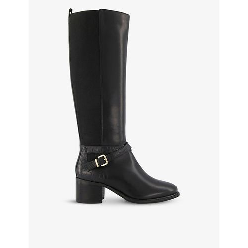 Womens Black-leather Tildings Croc-effect Knee-high Leather Riding Boots