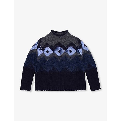 Multi Blue Luna Fair-isle Wool and Mohair-blend Jumper