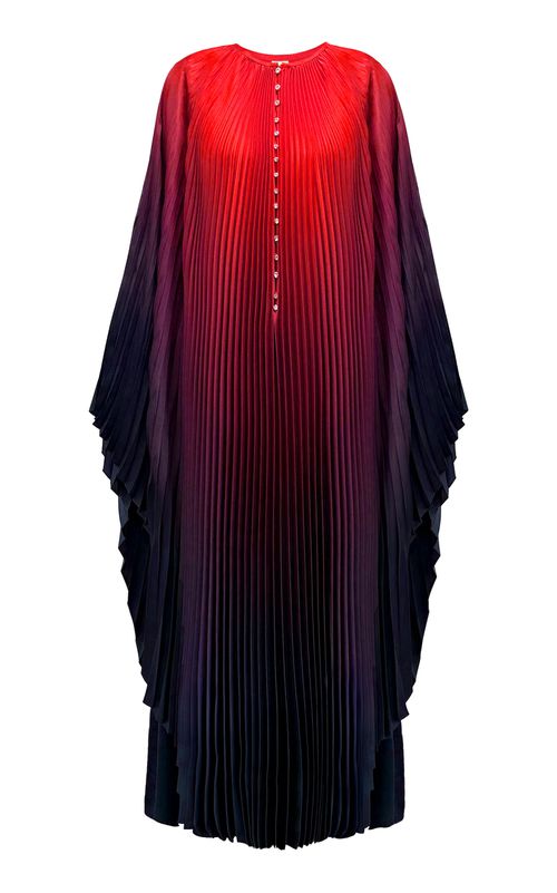 Ombré-Printed Plissé Caftan Dress - Moda Operandi