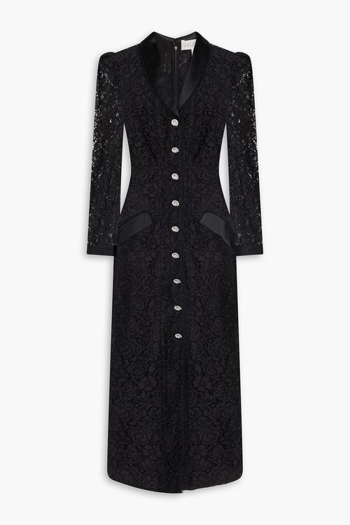 Lulu corded lace midi dress - Black - UK 4