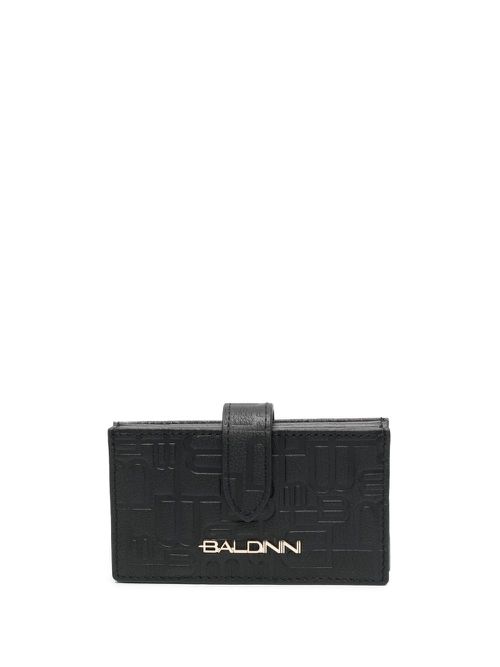 Monogram-pattern leather wallet - Black