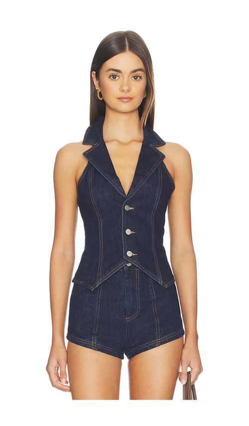 MORE TO COME Eleshia Denim Vest in Blue. M. Also in L, S, XL