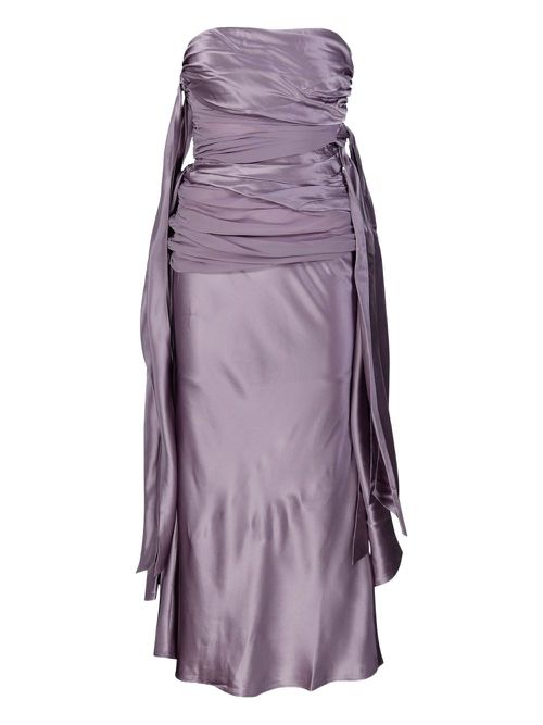 Draped-waist silk midi dress - Purple