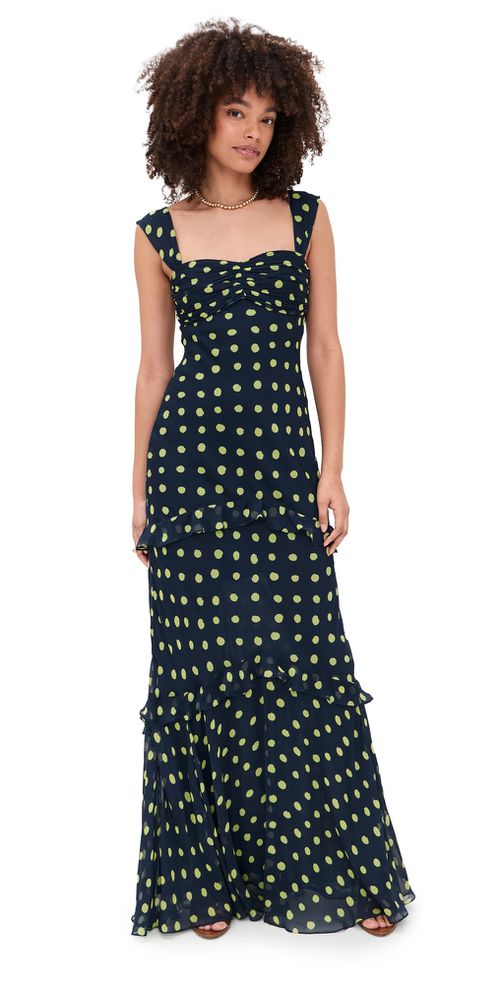 Selma Long Dress Polka Lemon