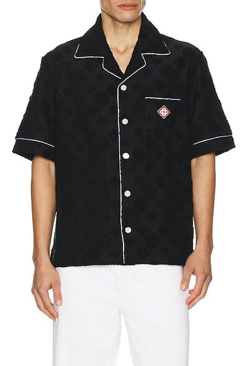 Casablanca Towelling Monogram Shirt in Black - Black. XL/1X also in L, XXL/2X
