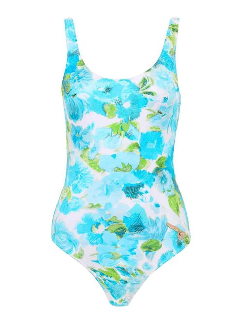 One-Piece Swimsuit With Aquatic Flower Print