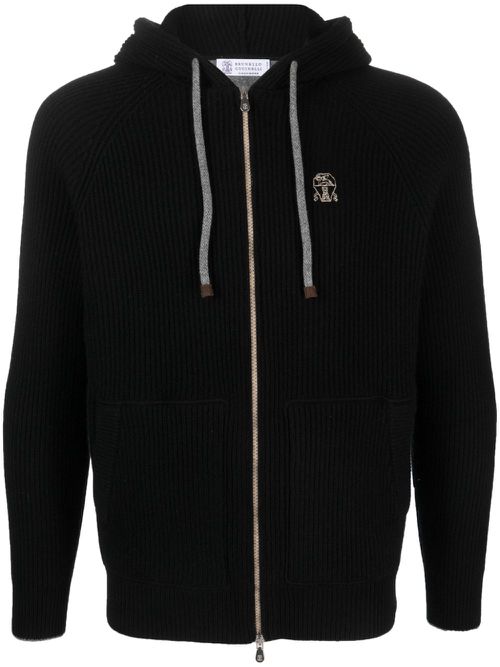 Hooded cashmere jacket - Black