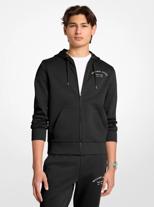 Logo Cotton Blend Zip-Up Hoodie in Black - size XL