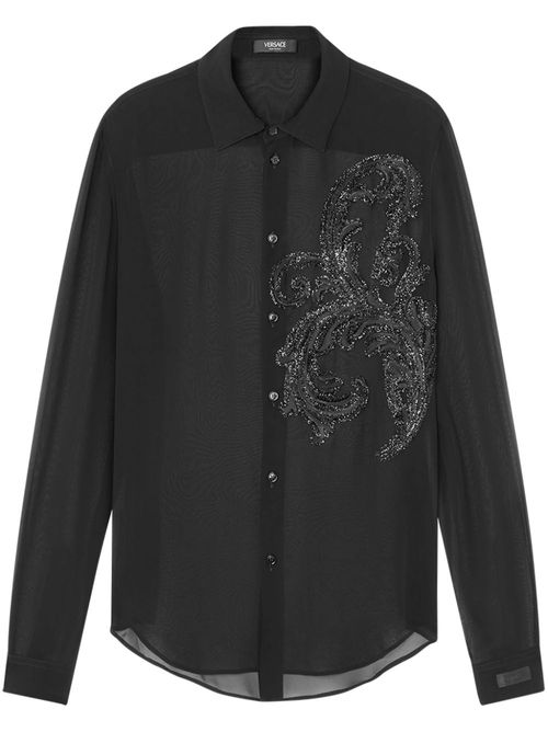 Barocco-embroidered shirt - Black