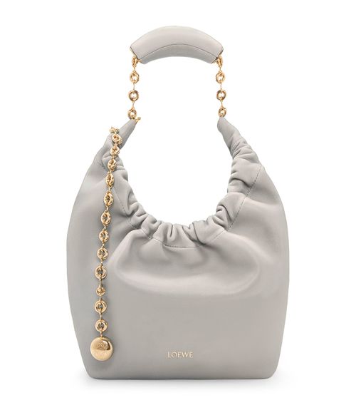 Small Leather Squeeze Top-Handle Bag