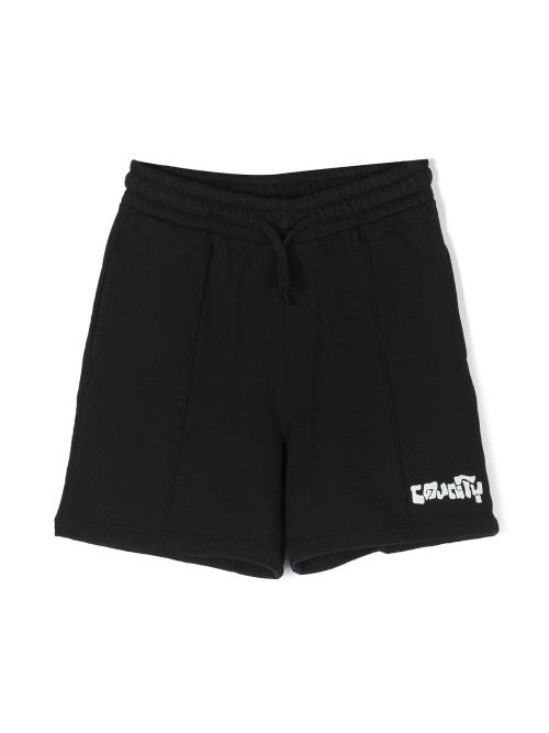 Graphic-print track shorts - Black