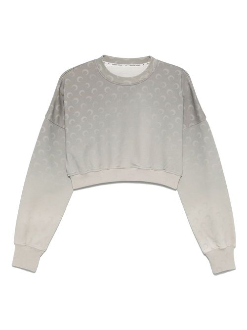 Marine Serre moon fleece cropped sweatshirt - Grey