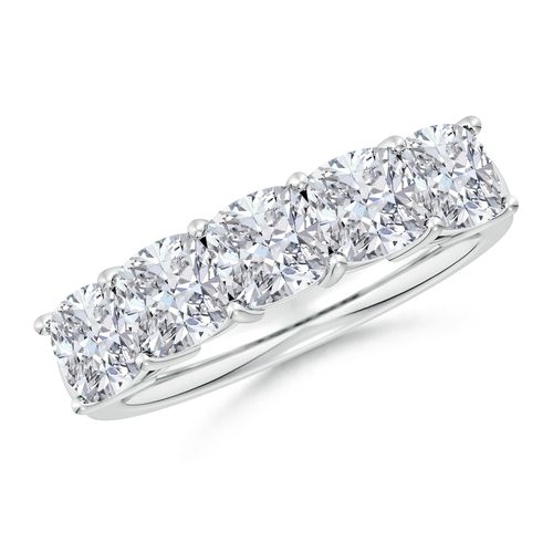 Angara 3.45 Carats Prong-Set Cushion Diamond Five Stone Wedding Ring in 14K White Gold