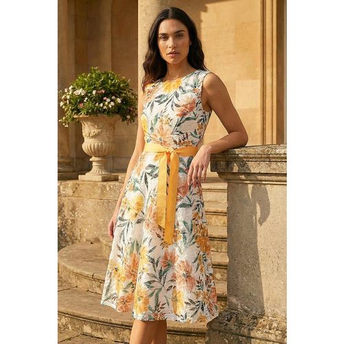 Roman Womens Floral Print Lace Stretch Dress - Ivory