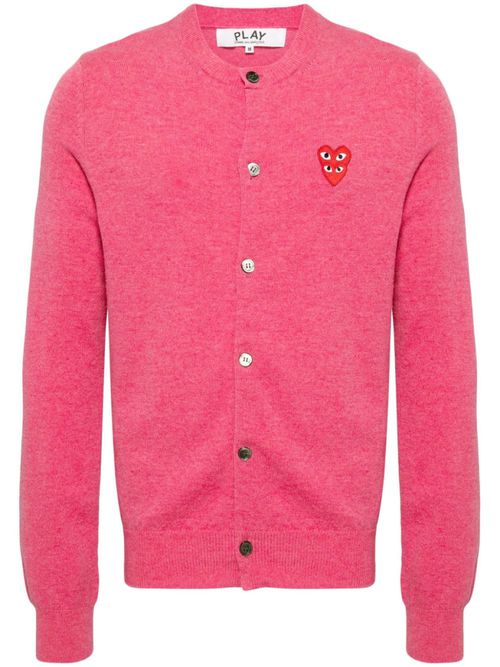 Pink Round Neck Logo Cardigan