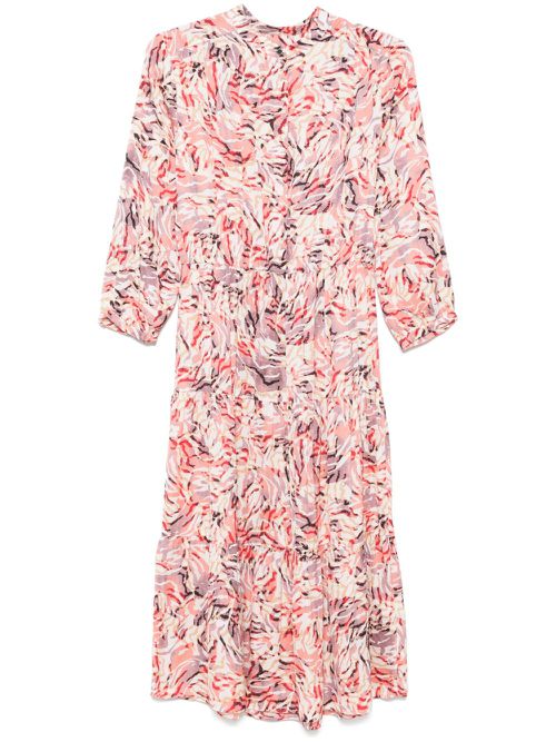 Abstract-print midi dress - White