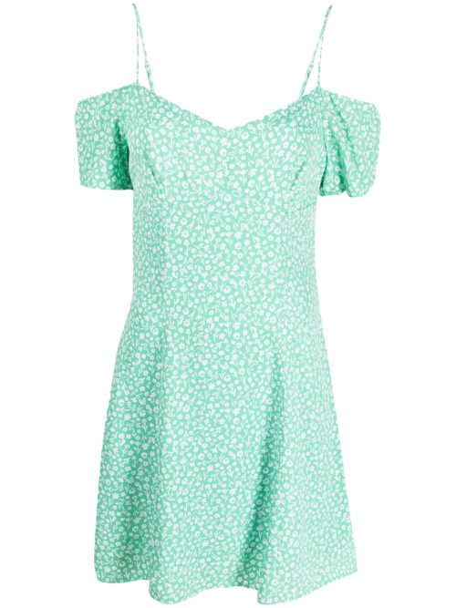 Floral-print off-shoulder dress - Green