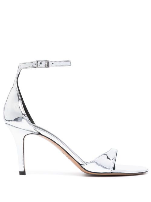 90mm metallic-effect leather sandals - Silver