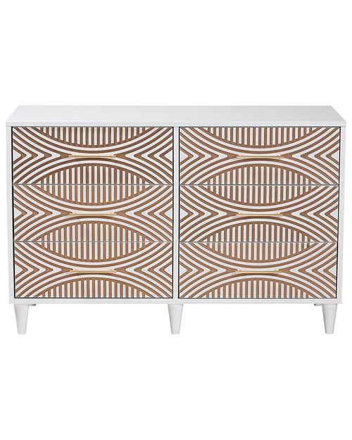 Louetta Coastal White Carved Contrasting 6-Drawer Dresser