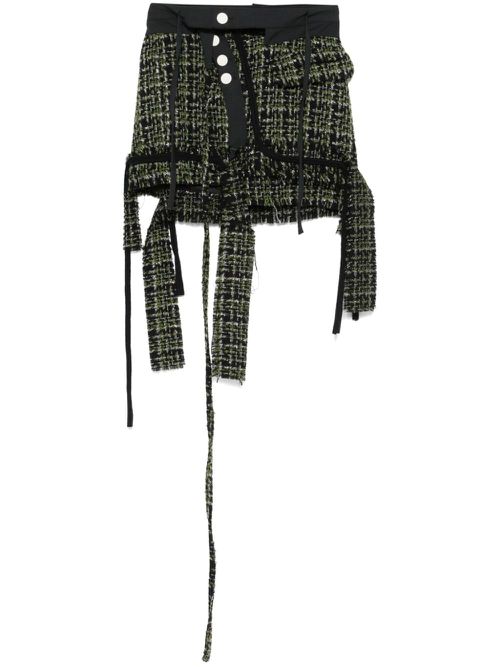 Deconstructed tweed mini skirt - Green
