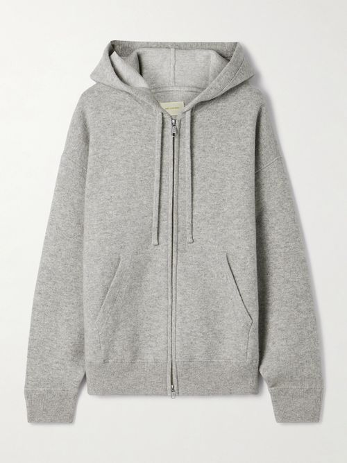Cashmere-blend Zip-up Hoodie - Gray