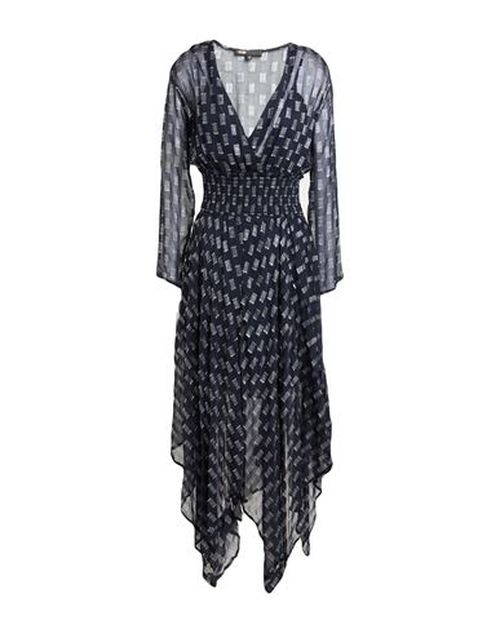 Woman Maxi dress Midnight blue Size 4 Viscose, Metallic fiber