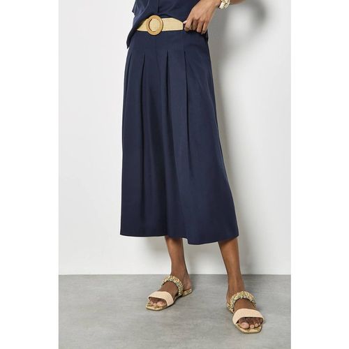 Apricot Pleated Wide-Leg Culotte Trousers In Navy