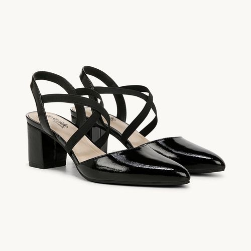 Stride Shoes April Dress Sandal Black Faux Leather