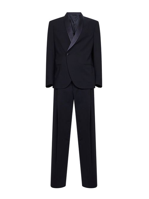 Virgin Wool Tuxedo Pant Suit — Navy