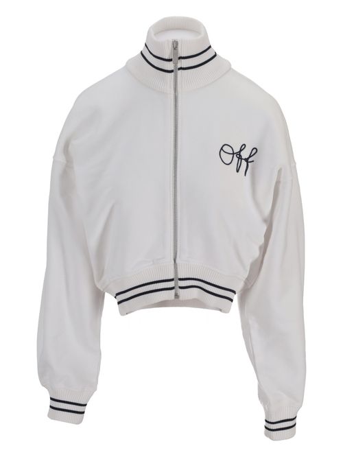 White Logo Mock Collar Sweatshirt