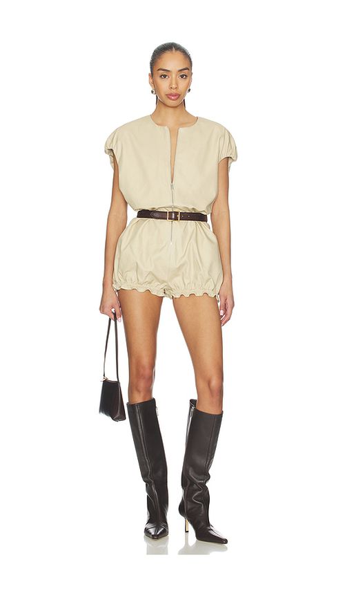 AKNVAS Rayne Canvas Cocoon Onesie in Tan. L. Also in