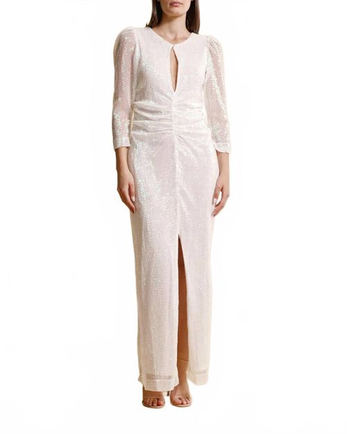 Sequin Maxi Dress In Off White