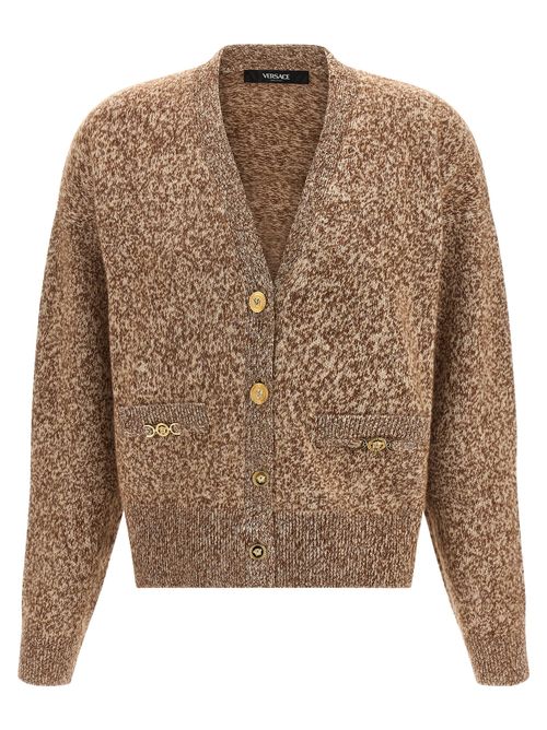 Wool-Cashmere-Silk Blend Cardigan — Beige