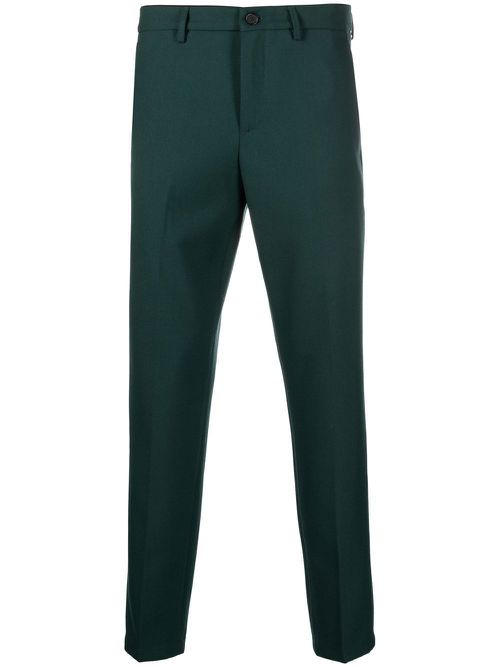 Logo-patch tailored trousers - Green