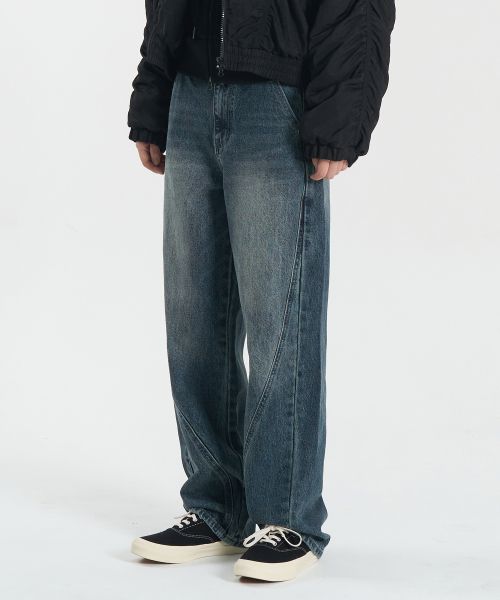 W Incision Balloon Denim Pants